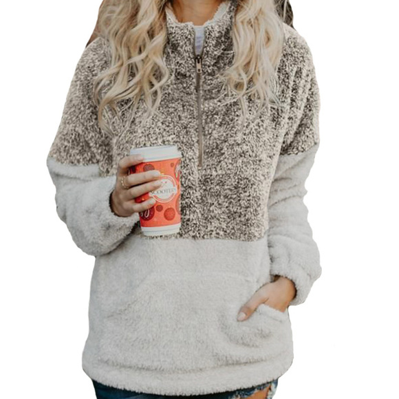 Sweaters - Soft Fleece Fuzzy Pullover sweater green/gray